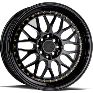 AodHan Wheels AH02 Gloss Black w/ Gold Rivets 18x8.5 | 5x120 (AH021885512035GB)